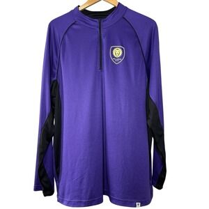 Orlando City SC Fanatics 1/4 Zip Pullover Men's XL Purple Black MLS Soccer Shirt